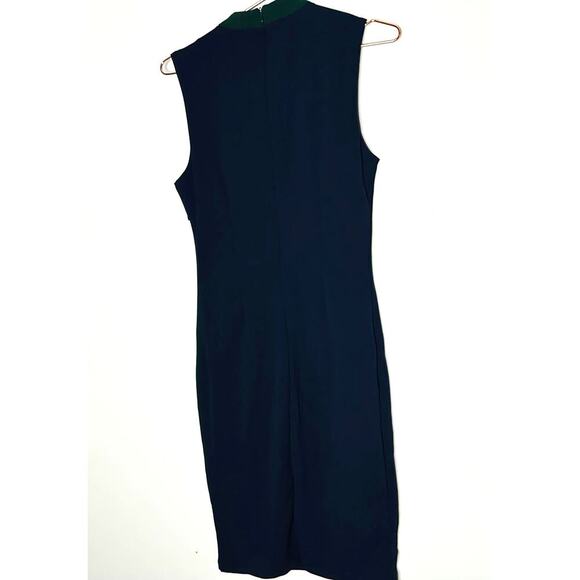 ALEXIA ADMOR Green Navy Colorblock Sleeveless Crepe Sheath Midi Dress Size M - Picture 4 of 13
